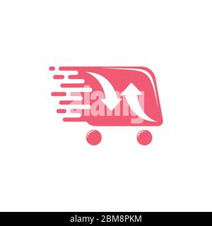 shopping cart fast arrows online shop buy sell logo vector Stock Vector