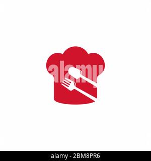 chef hat spoon fork simple geometric symbol logo vector Stock Vector