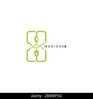 linked chain overlapping line capsule medicine symbol logo vector Stock Vector