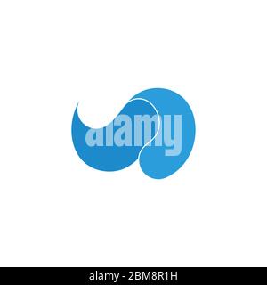 abstract curves 3d shadow blue wave flat design logo vector Stock Vector
