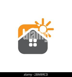 cute sunny home square logo vector Stock Vector