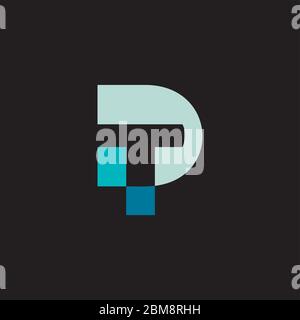 colorful letter dt simple geometric motion design logo vector Stock Vector