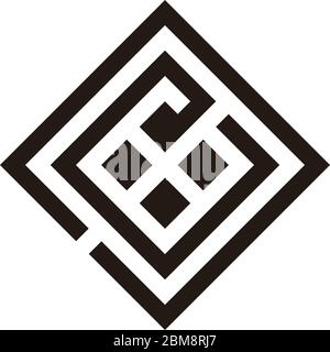 abstract letter ec square lines art geometric symbol logo vector Stock Vector