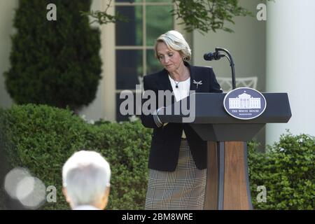 Washington, United States. 07th May, 2020. Sister Debbie Marriott Harrison, Washington, DC Public Affairs Advisory Council of the Church of Jesus Christ of Latter Day Saints, speaks at the National Day of Prayer Service at the White House in Washington DC on Thursday, May 7, 2020. Photo by Stefani Reynolds/UPI Credit: UPI/Alamy Live News Stock Photo