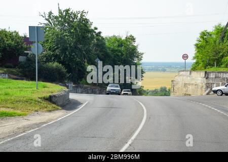 Stavropol, Russia - June 13, 2019: The road crossing is adjacent to secondary road. Stock Photo