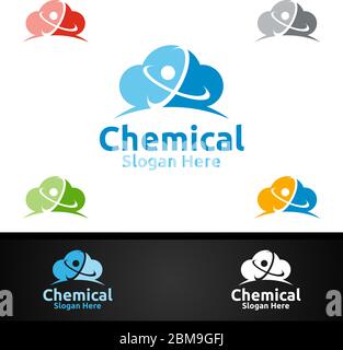 Cloud Chemical Science and Research Lab Logo for Microbiology, Biotechnology, Chemistry, or Education Design Concept Stock Vector