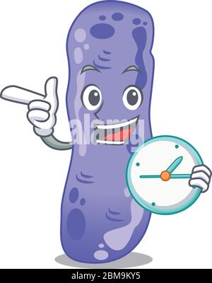 Legionella mascot design concept smiling with clock Stock Vector