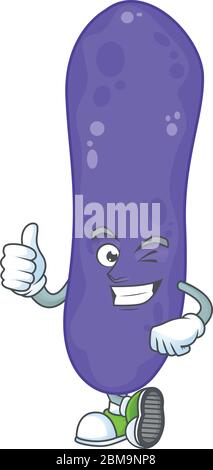 Mascot design style of escherichia coli showing Thumbs up finger Stock Vector