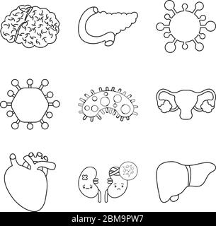 line style icon set design of human organs virus and medical care theme Vector illustration Stock Vector