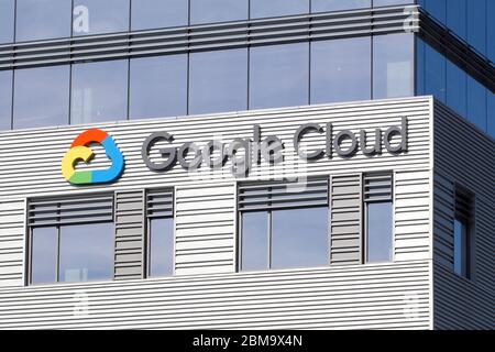 The Google Cloud Platform logo seen at Google Cloud Seattle campus, right across the street from Amazon's Headquarters. Stock Photo