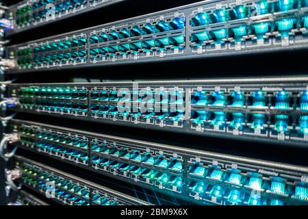 Network hub switch without patch cable. Close up Stock Photo