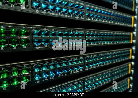 Network hub switch without patch cable. Close up Stock Photo
