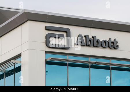 The Abbott logo seen at American medical devices and health care company Abbott Laboratories corporate office in Sunnyvale, California. Stock Photo