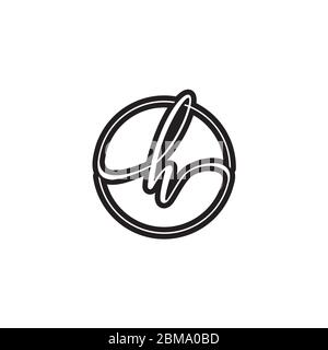 H letter script circle logo design vector Stock Vector