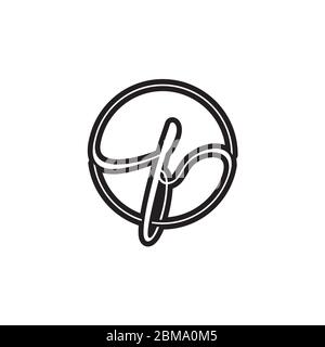 F letter script circle logo design vector Stock Vector