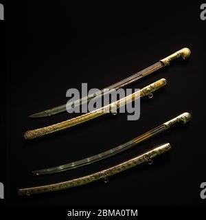 ISTANBUL, TURKEY - SEPTEMBER 21, 2019: Ancient Turkish weapons in the Museum. Sword. Stock Photo