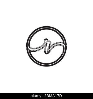 R letter script circle logo design vector Stock Vector