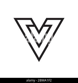 V / V V triagle lines logo design vector Stock Vector