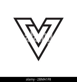 V / V V triagle lines logo design vector Stock Vector