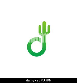 D letter cactus logo design concept Stock Vector