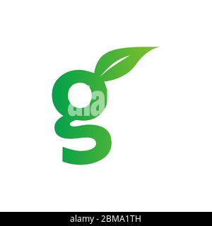 lowercase letter G leaf logo design vector Stock Vector