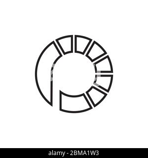 P circle lines logo design vector Stock Vector