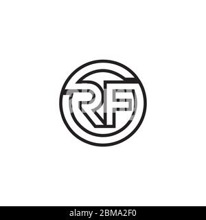 R F letter lines logo design vector Stock Vector