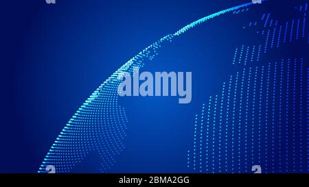 Abstract background dot blue world map with hexagon shape for a cyber futuristic concept shallow depth of field
