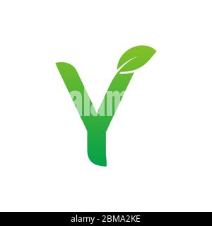 Y green leaf letter logo design vector Stock Vector