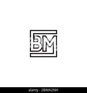 B M square lines logo design vector Stock Vector