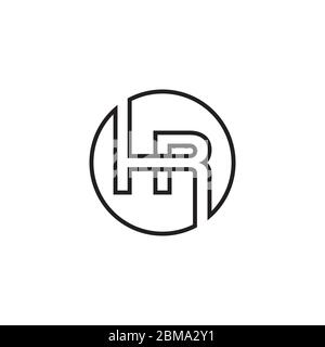 H R initial letter circle lines logo design vector Stock Vector
