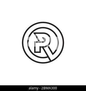 R / P R / R P  letter circle line logo design vector Stock Vector