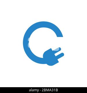 C cable socket letter logo design concept Stock Vector