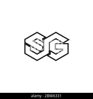 S G hexagonal letter logo concept Stock Vector