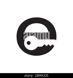 E letter key logo design concept Stock Vector