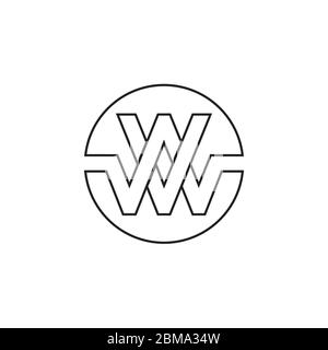 V W / W V letter circle lines logo design vector Stock Vector