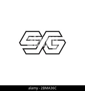 S G shape two hexagon line logo design vector Stock Vector