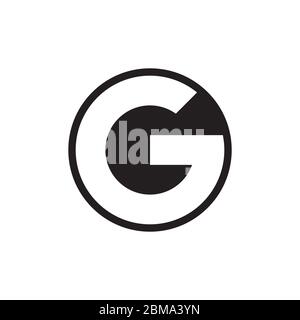G initial letter negative space circle logo design vector Stock Vector