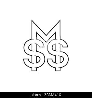S M S dollar letter logo design concept Stock Vector