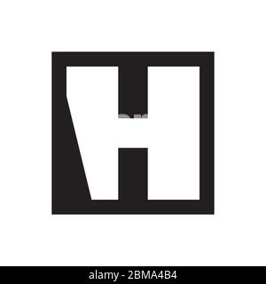 H initial letter negative space on square design vector Stock Vector