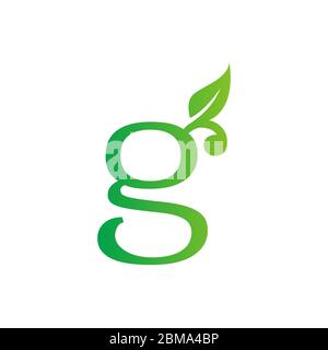 G green lowercase letter leaf logo design vector Stock Vector