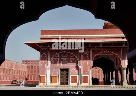 Chandra Mahal museum at City Palace in Jaipur, Pink city, Rajasthan, India. Stock Photo