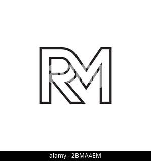 R M initial letter lines logo design vector Stock Vector