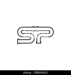 plumbing pipe S P lines logo vector Stock Vector