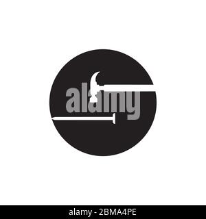 hammer nail shape letter S logo design vector Stock Vector