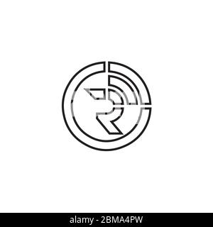R signal letter circle lines logo design concept Stock Vector