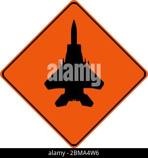 Warning sign with jet symbol Stock Photo