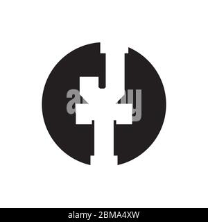J T letter negative space logo design vector Stock Vector