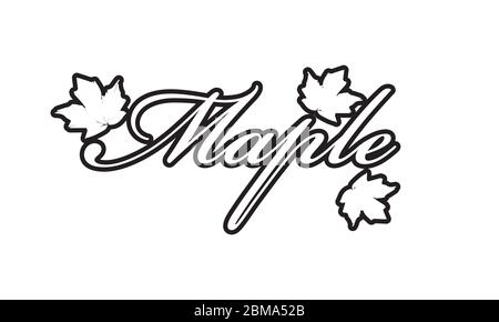 maple word text with leaf design vector Stock Vector