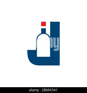 J letter logo bottle design concept Stock Vector